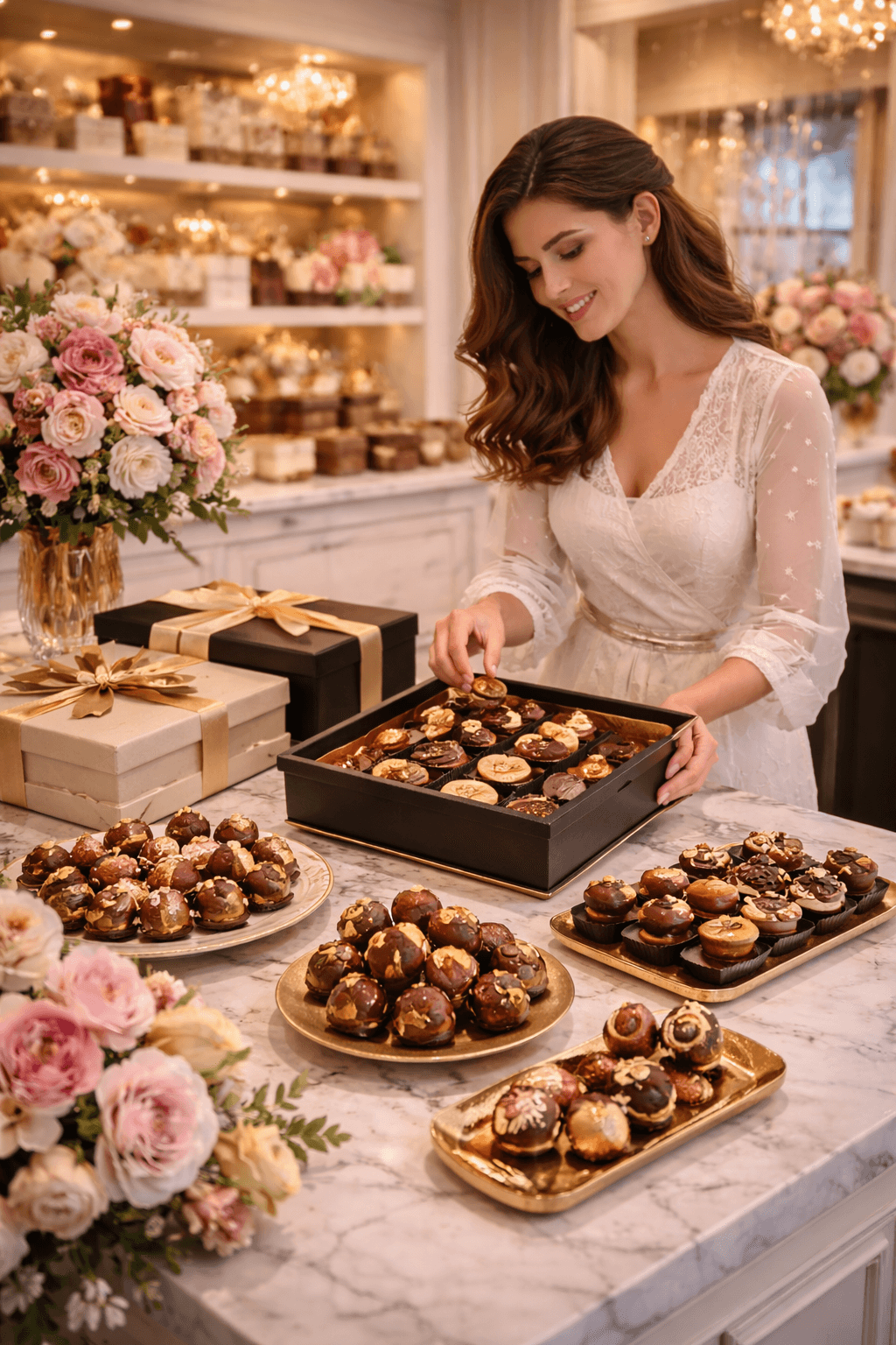 Luxury chocolate and flower shop