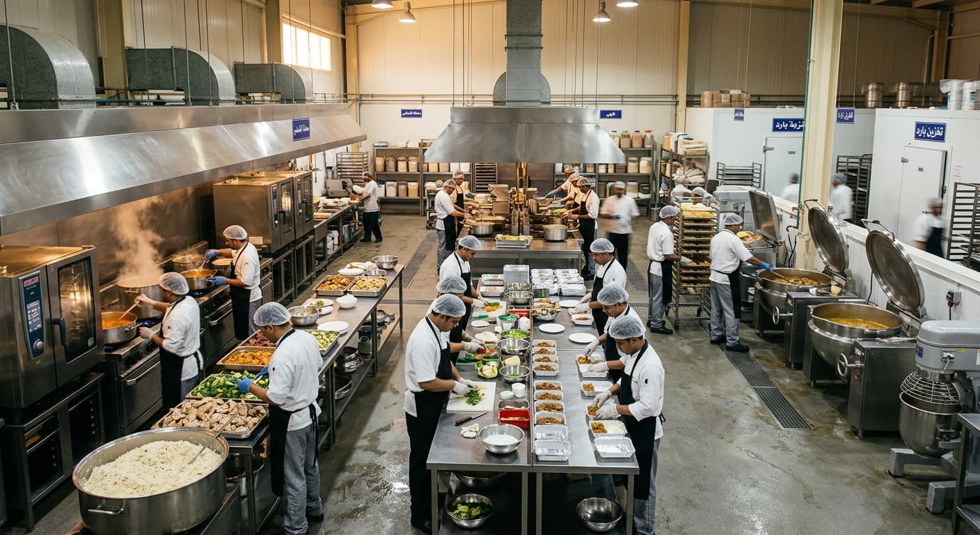 A fully equipped central kitchen