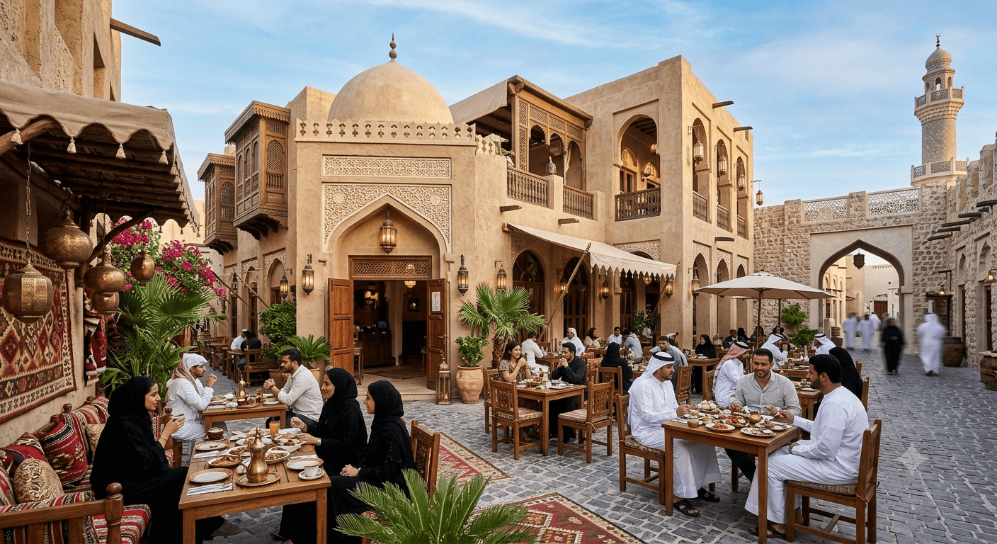 A well-known Arabic restaurant and café in Katara