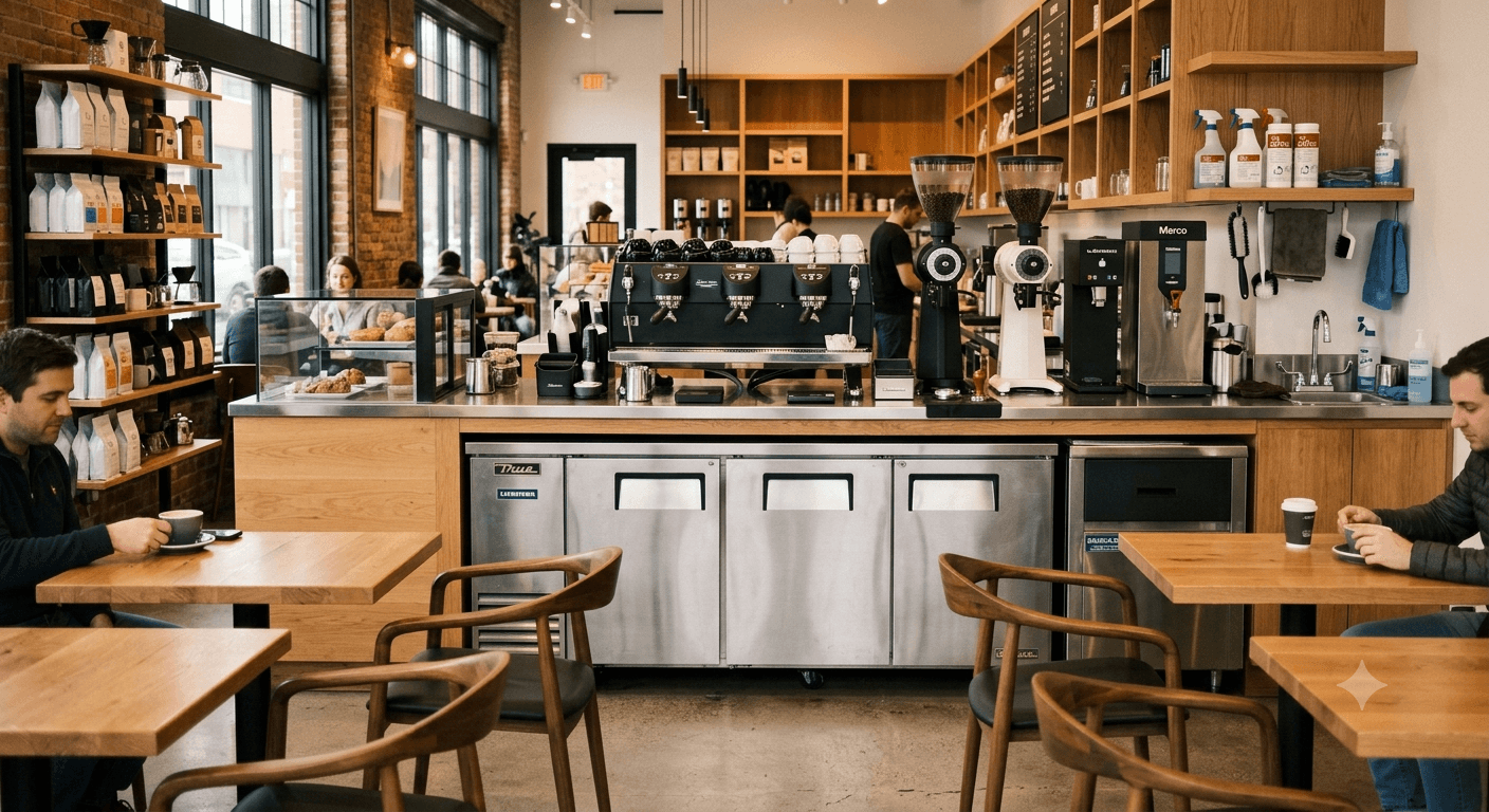 Professional coffee equipment and café furniture